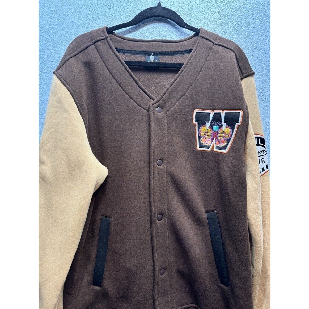 NEW Switch Remarkable Varsity Jacket Brown/Tan, Button Down Men’s Sz Large - Picture 2 of 16